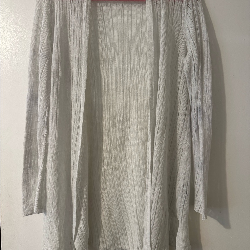 Eileen Fisher Light Gray Open-Front Cardigan